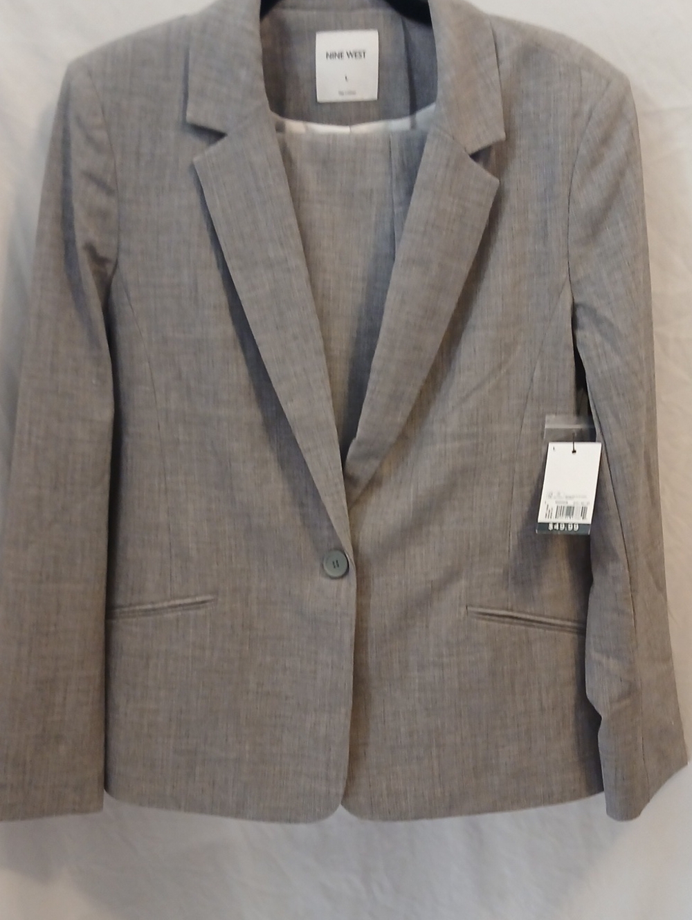Nine West Light Gray Single-Button Pants & Blazer